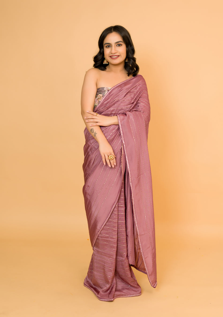 Dreamy Lavender Viscose Crepe Saree
