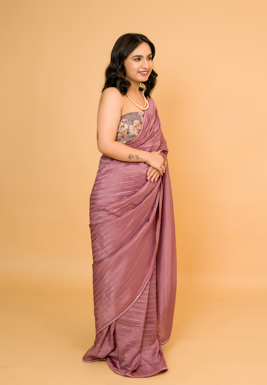 Dreamy Lavender Viscose Crepe Saree
