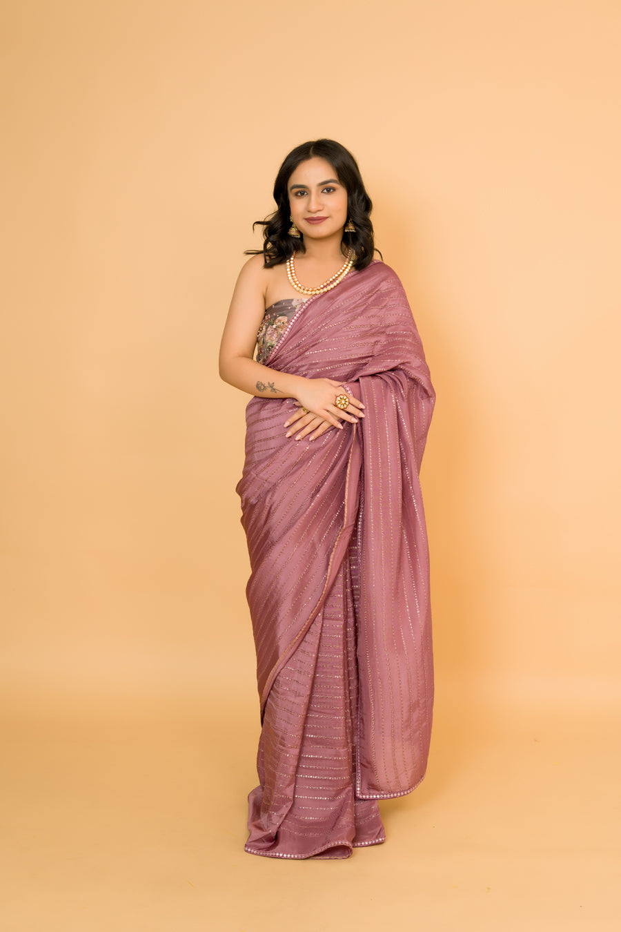 Dreamy Lavender Viscose Crepe Saree
