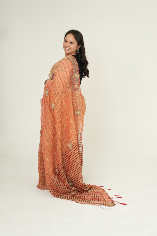 Maati Jute Saree (Orange)