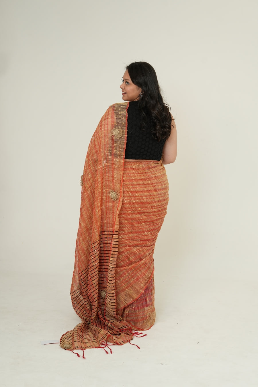 Maati Jute Saree (Orange)