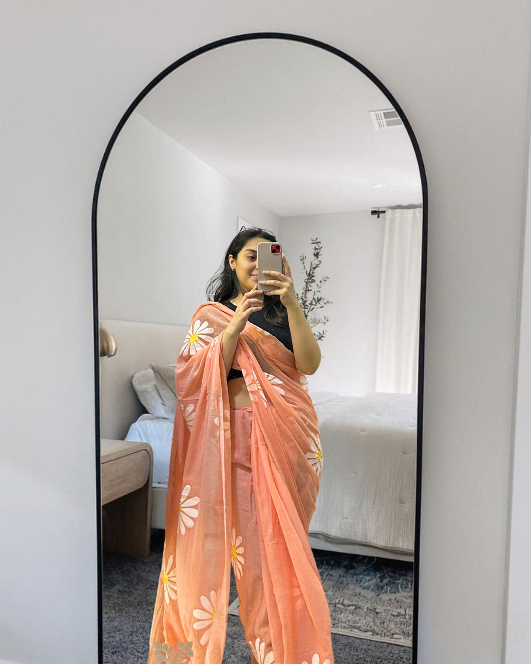 Peachy Pure Mul Cotton Saree