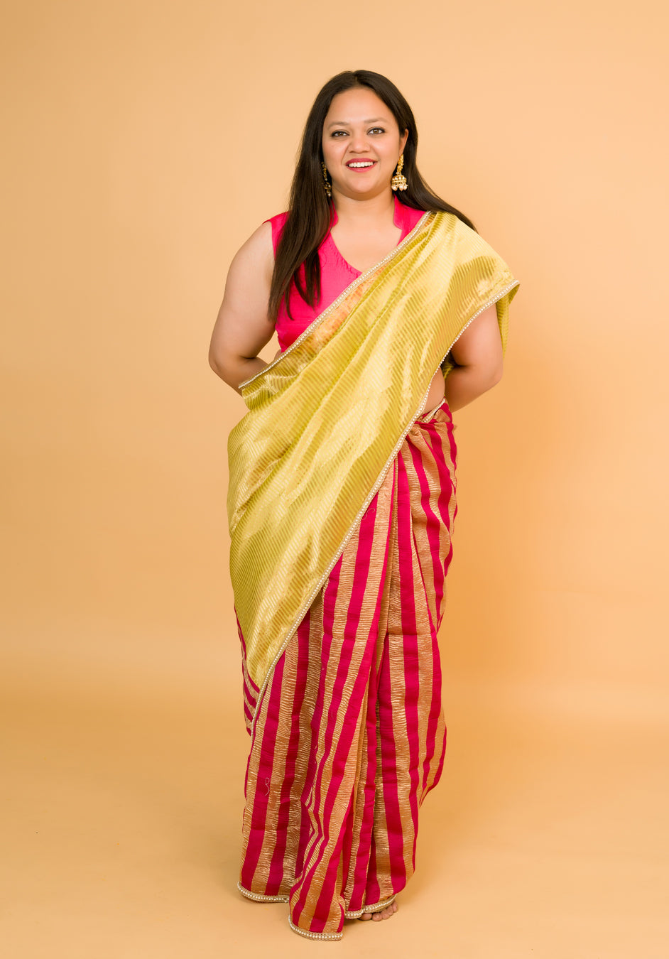 Strawberry Pure Tissue Saree