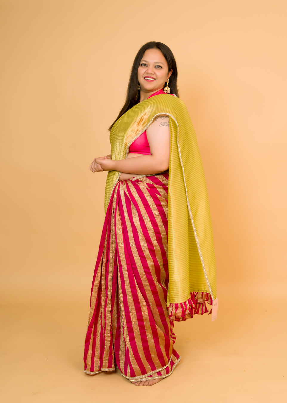 Strawberry Pure Tissue Saree